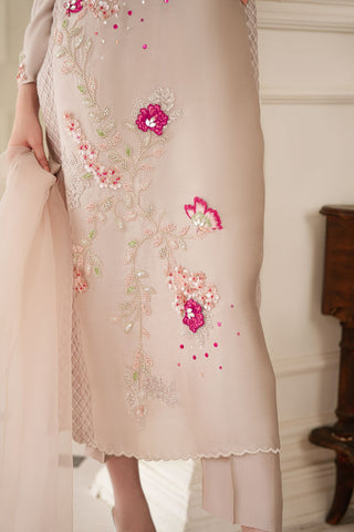 Pakistani Skin Beaded Sheesha Silk Salwar Kameez (3-Piece) - Image 13