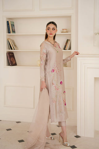 Pakistani Skin Beaded Sheesha Silk Salwar Kameez (3-Piece) - Image 4