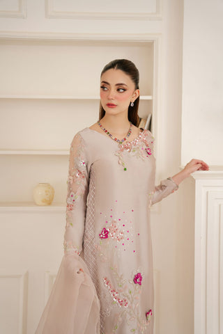 Pakistani Skin Beaded Sheesha Silk Salwar Kameez (3-Piece) - Image 6