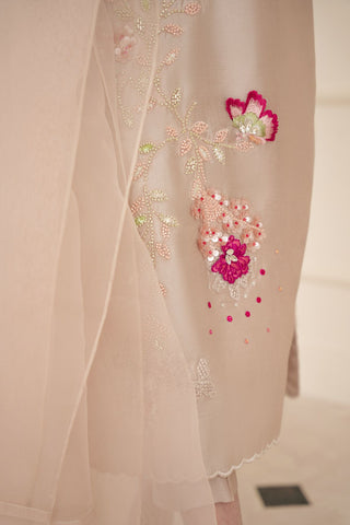 Pakistani Skin Beaded Sheesha Silk Salwar Kameez (3-Piece) - Image 7