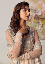 Pakistani Nude Handworked Net & Tissue Sharara (3-Piece) - Image 4
