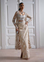 Beige Embellished Net & Organza Sharara (3-Piece) - Image 2