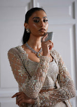 Beige Embellished Net & Organza Sharara (3-Piece) - Image 3
