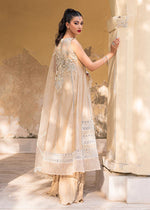 Beige Embroidered Cotton Net Sharara Set (3-Piece) - Image 9