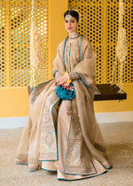 Pakistani Beige Embroidered Organza Jacket Sharara (3-Piece) - Image 5