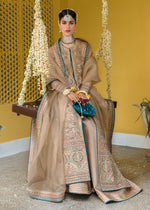 Pakistani Beige Embroidered Organza Jacket Sharara (3-Piece) - Image 6