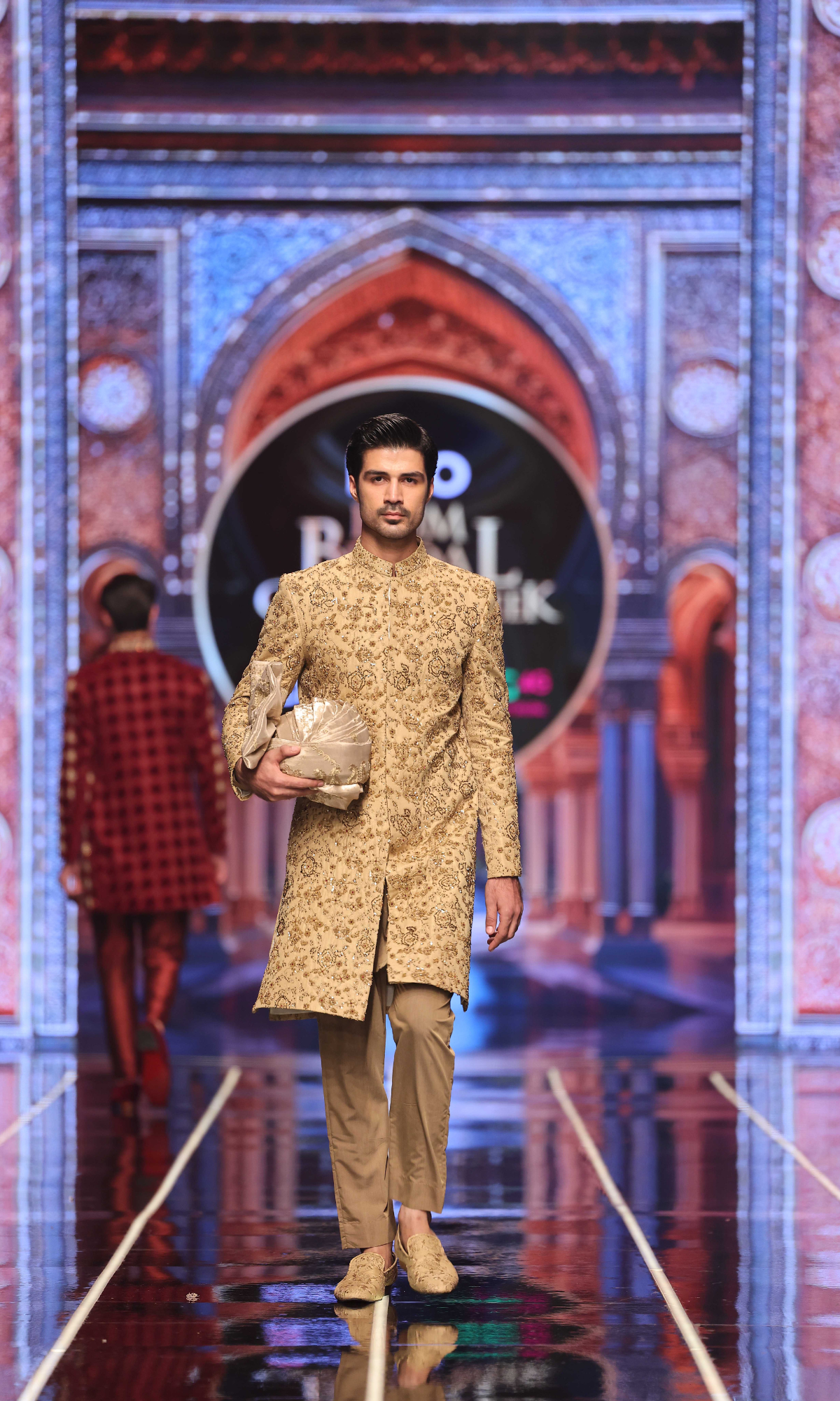 Beige Hand-Embroidered Silk-Blend Sherwani (2-Piece) - Image 3