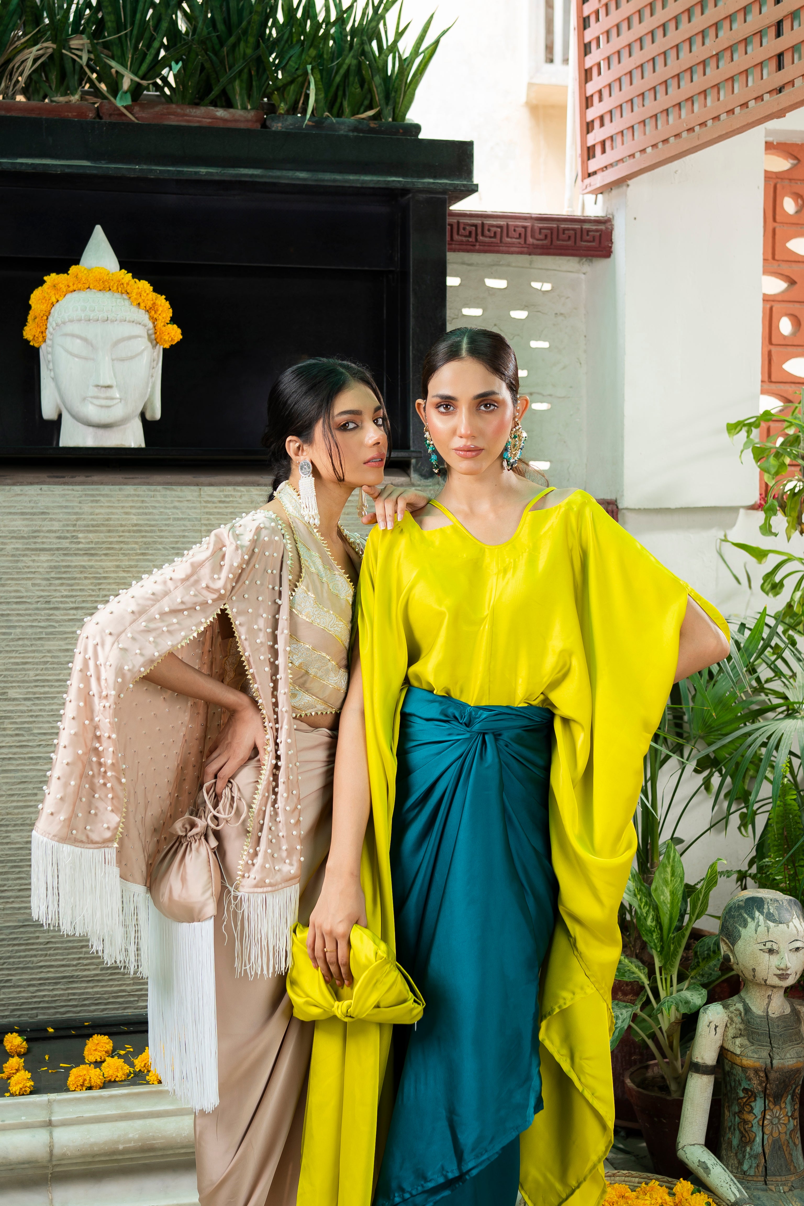 Vanilla Pearl-Embellished Silk Cape Dress (3-Piece) - Image 6