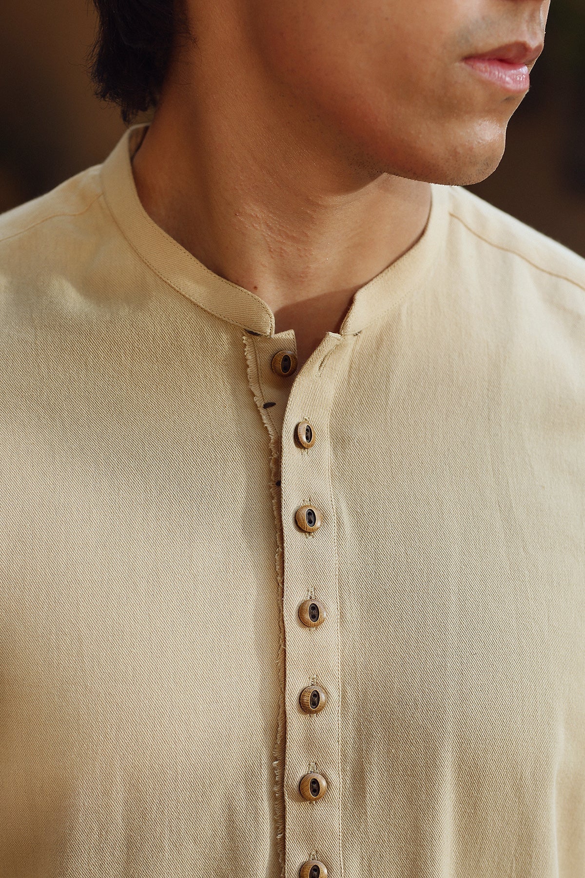 Fawn Hand-Stitched Premium Cotton Kurta Pajama (2-Piece) - Image 4