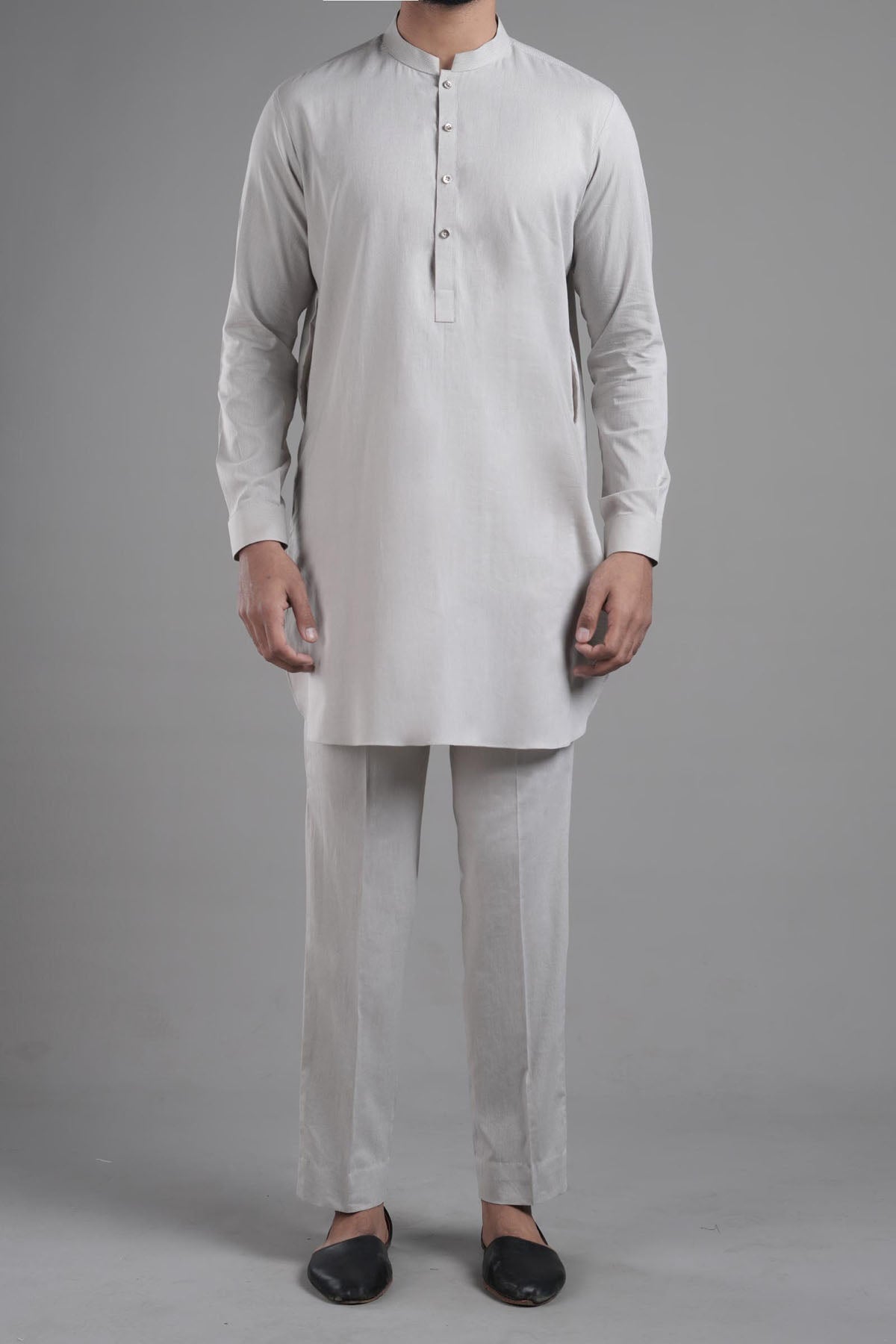 Beige Dobby Cotton Kurta Pajama (2-Piece) - Image 1