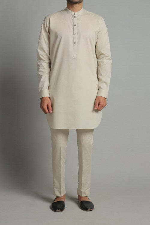 Light Beige Egyptian Cotton Kurta Pajama (2-Piece) - Image 1