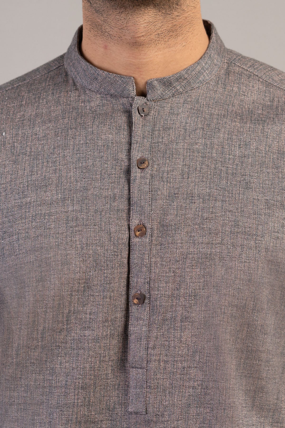 Taupe Handmade Khaddar Kurta Pajama (2-Piece) - Image 3