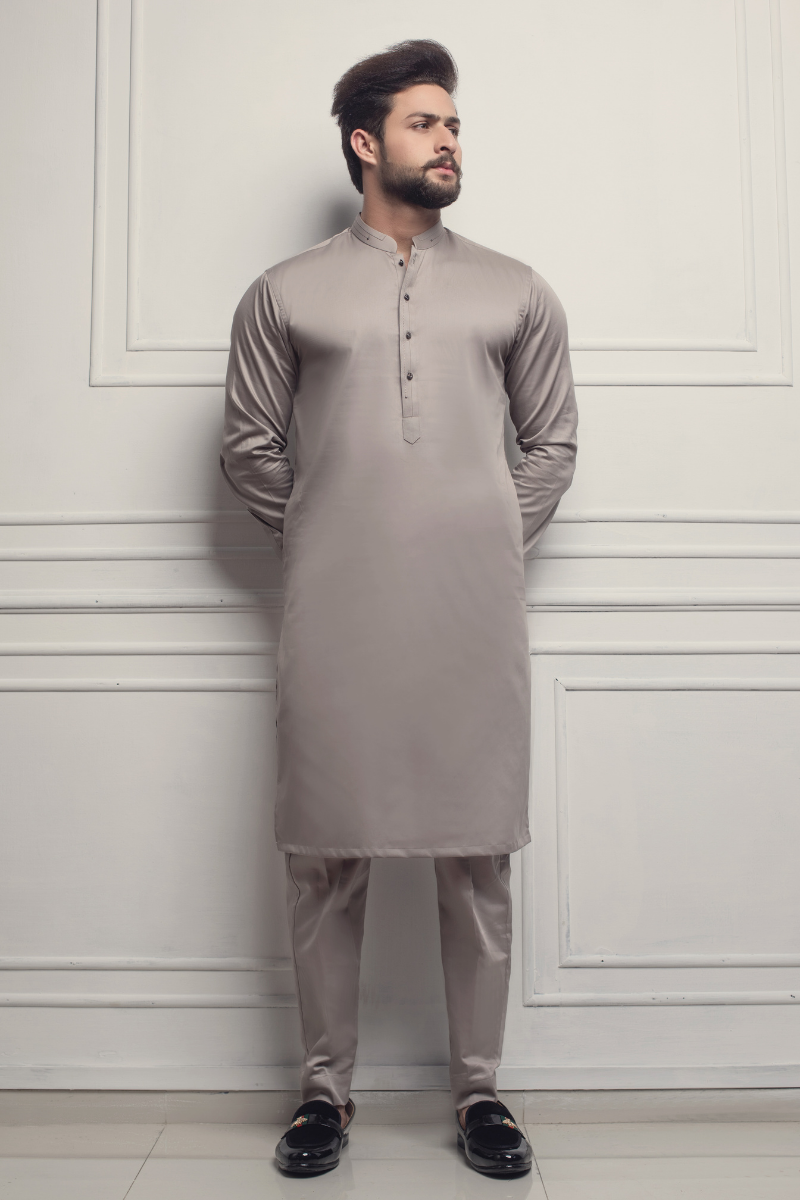 Shiny Beige Silk-Blend Kurta Pajama (2-Piece) - Image 1