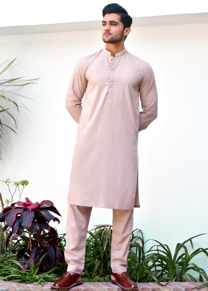 Beige Wash-and-Wear Kurta Pajama (2-Piece) - Image 1