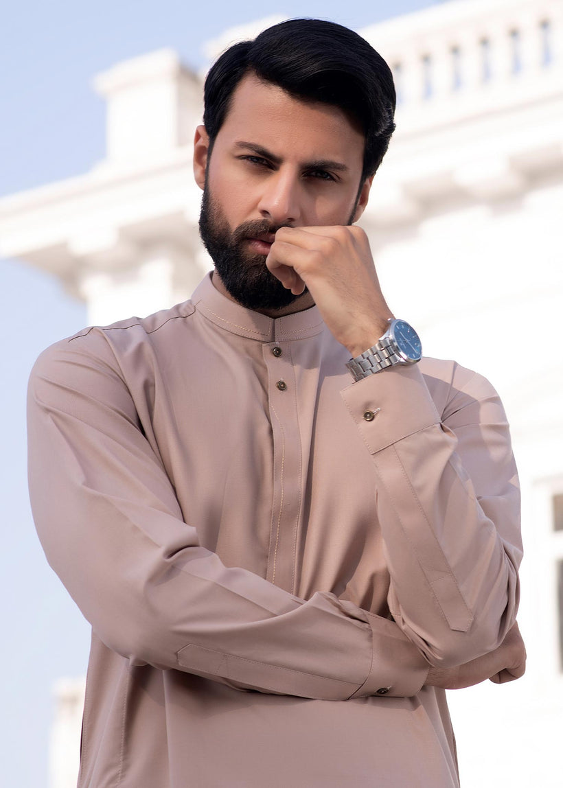 Beige Wash-and-Wear Kurta Pajama (2-Piece) - Image 3