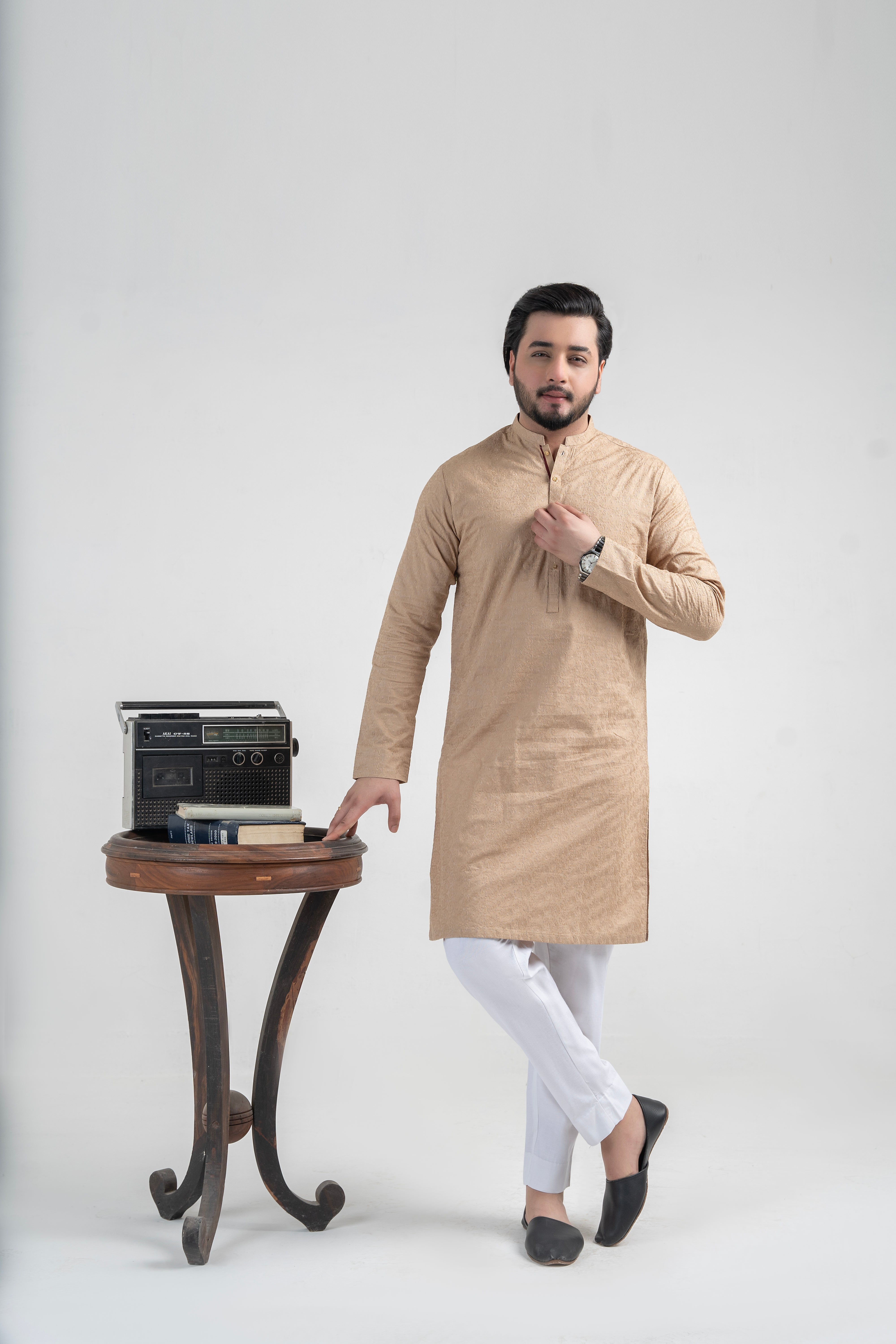 Almond Wash-&-Wear Kurta Pajama (2-Piece) - Image 1