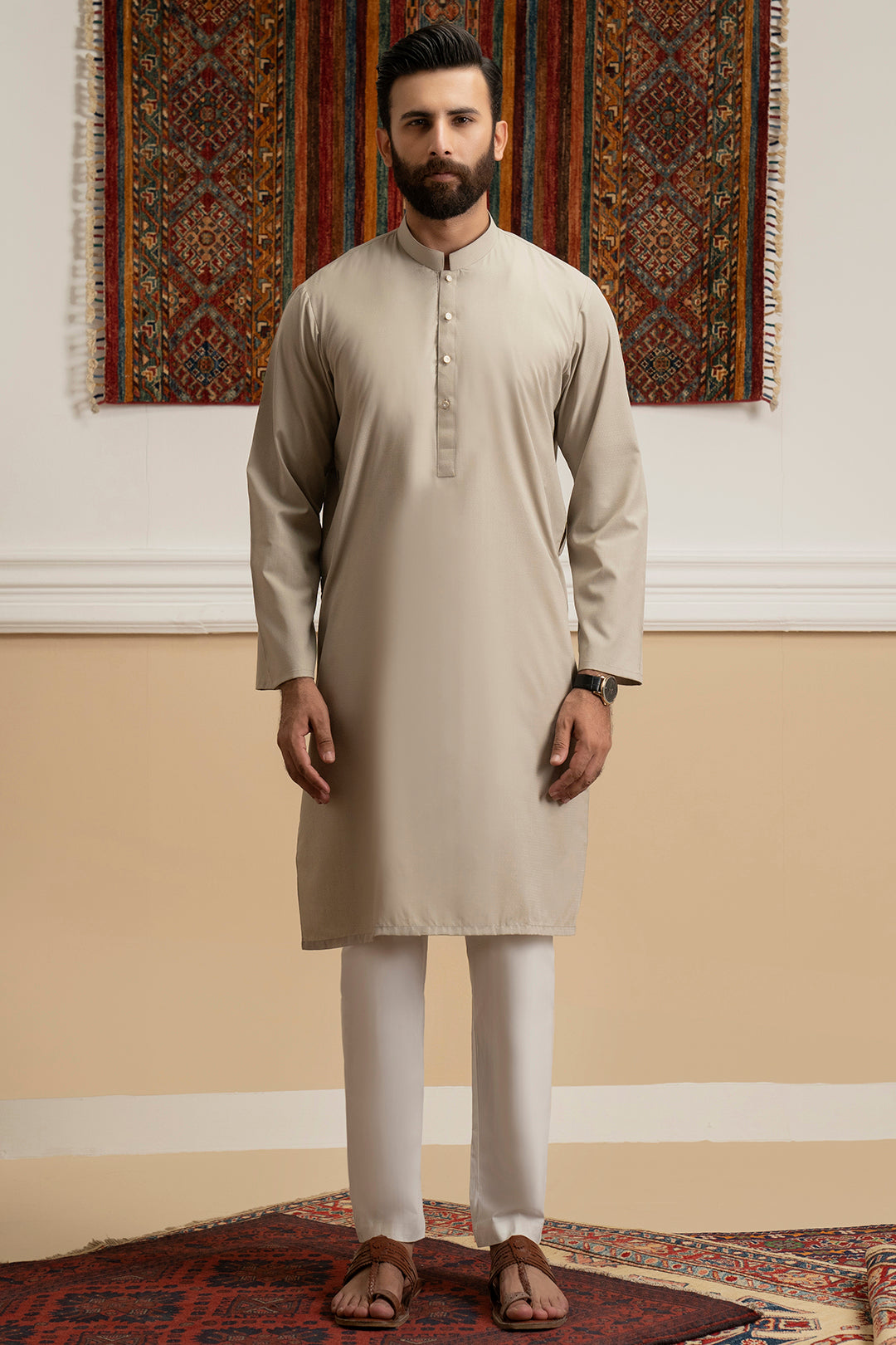 Sand Wash & Wear Kurta Pajama (2-Piece) - Image 3