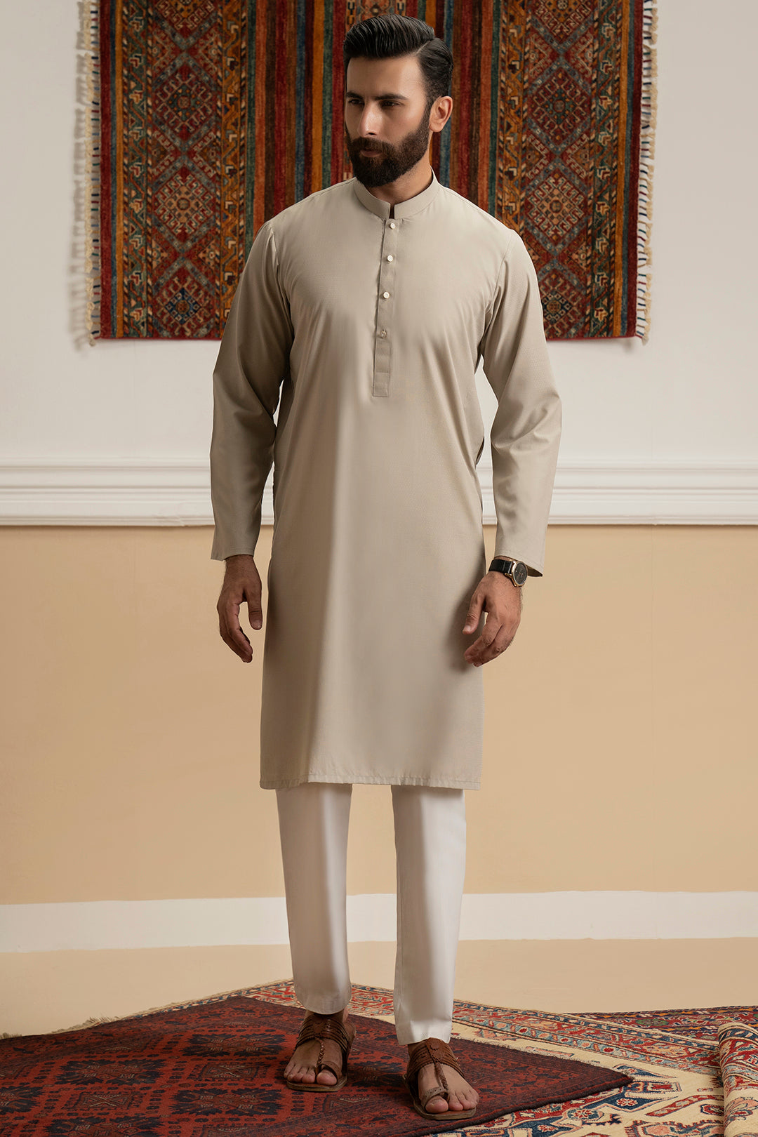 Sand Wash & Wear Kurta Pajama (2-Piece) - Image 5