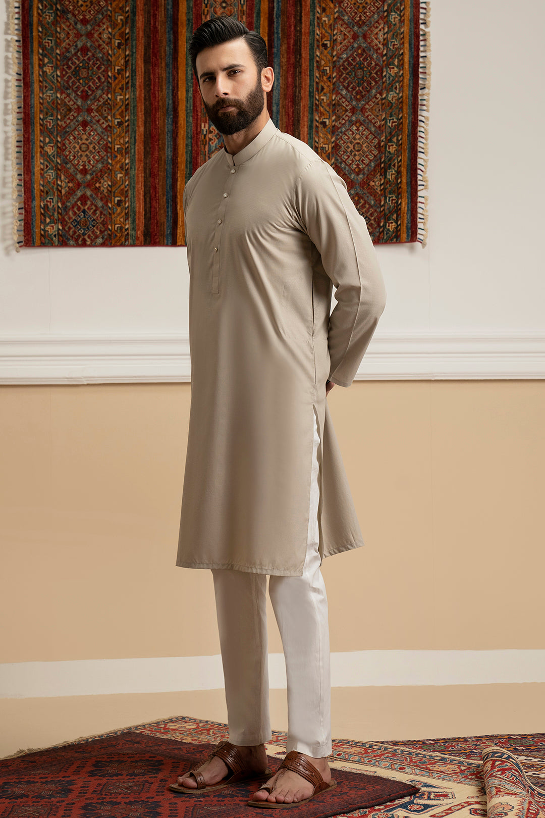 Sand Wash & Wear Kurta Pajama (2-Piece) - Image 8