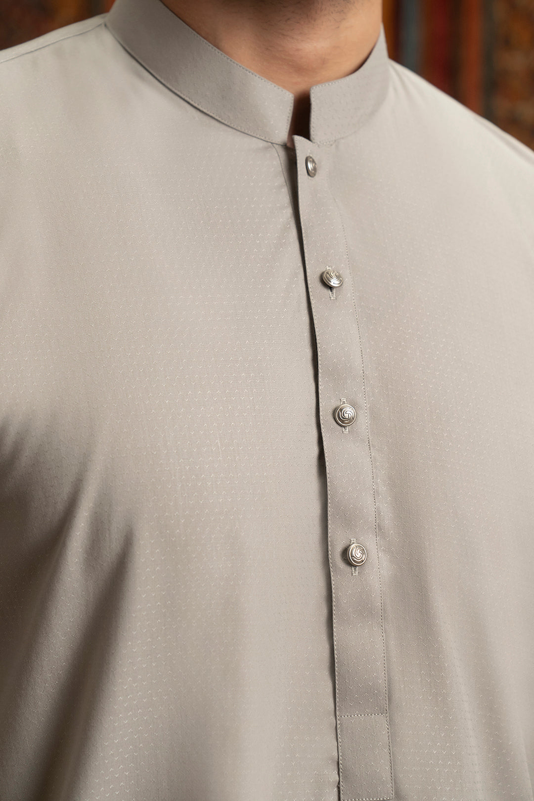 Oatmeal Self-Textured Wash & Wear Kurta (2-Piece) - Image 5