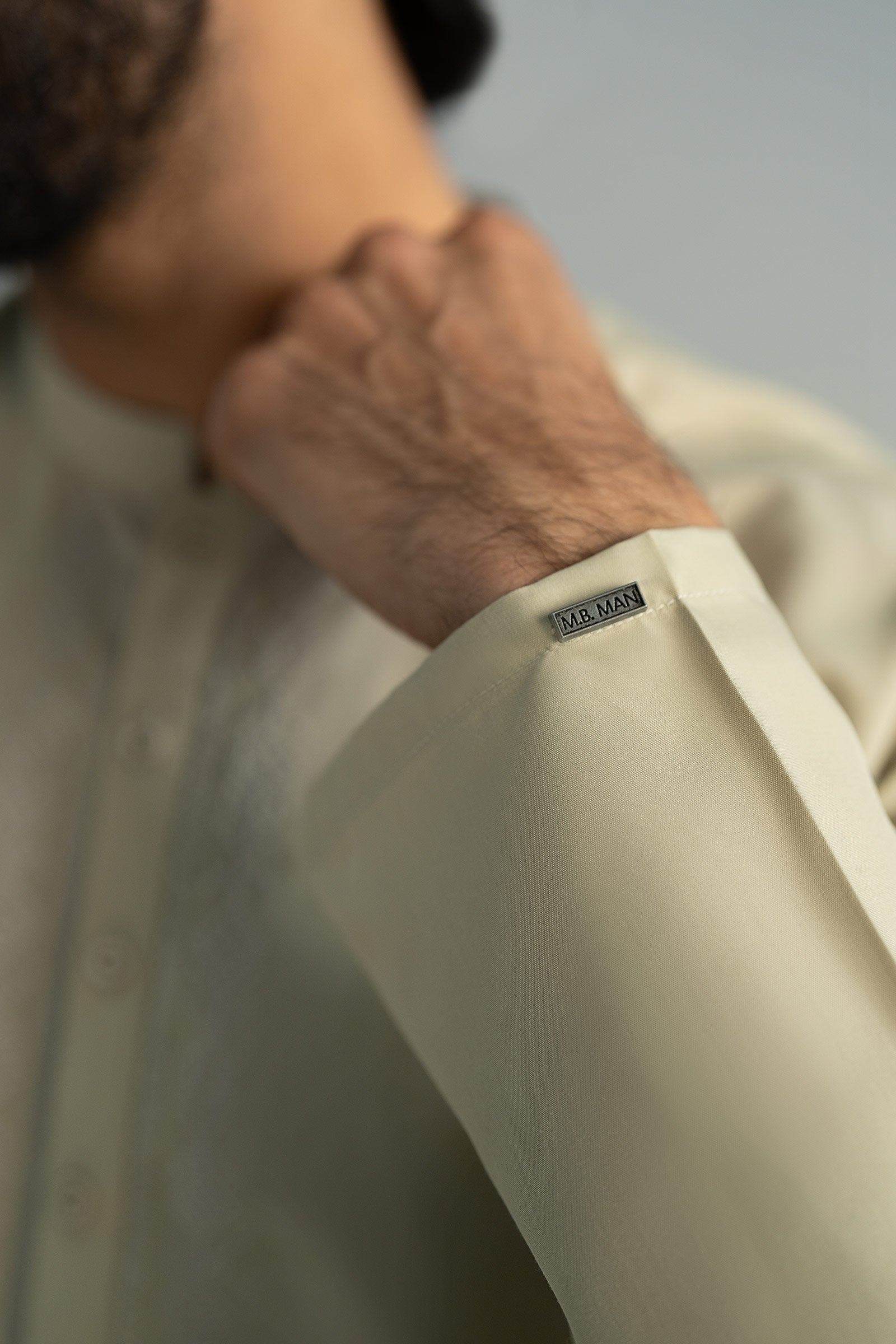 Cement Beige Embroidered Blended Kurta Shalwar (2-Piece) - Image 5