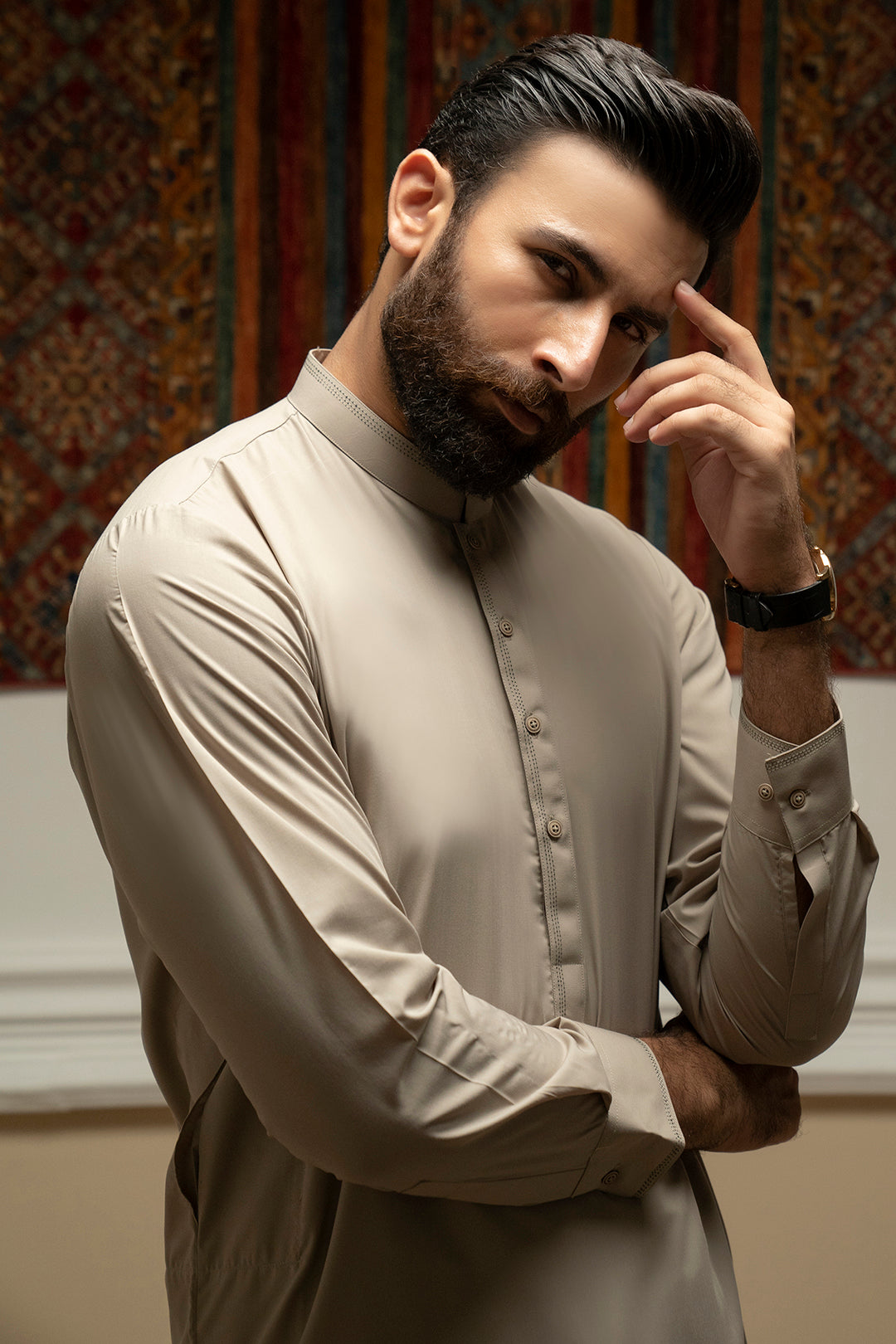 Oatmeal Blended Fabric Shalwar Kameez (2-Piece) - Image 3
