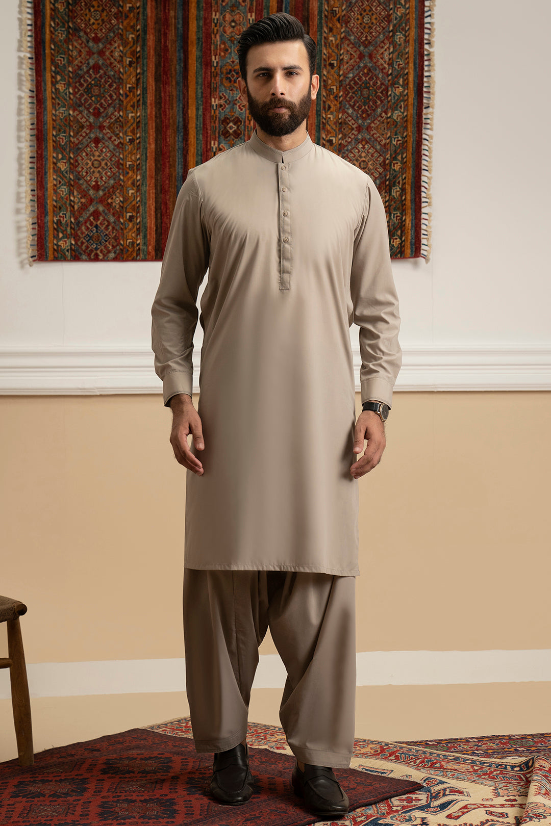 Oatmeal Blended Fabric Shalwar Kameez (2-Piece) - Image 4