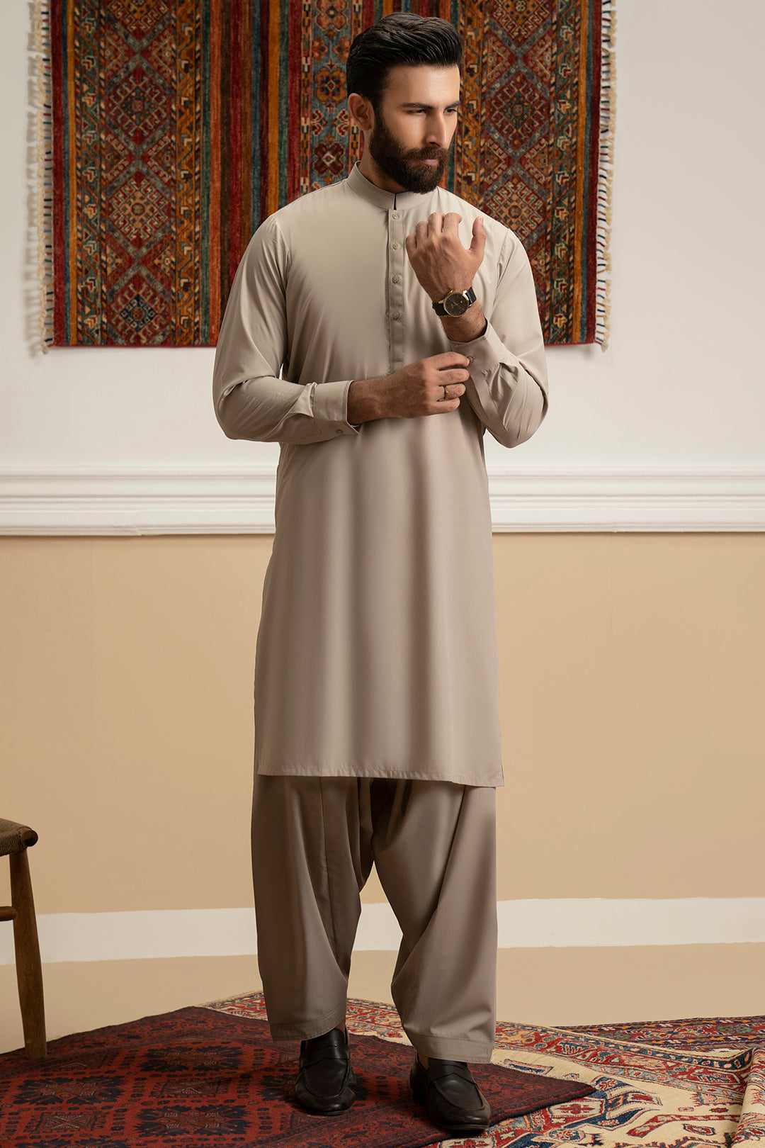 Oatmeal Blended Fabric Shalwar Kameez (2-Piece) - Image 5