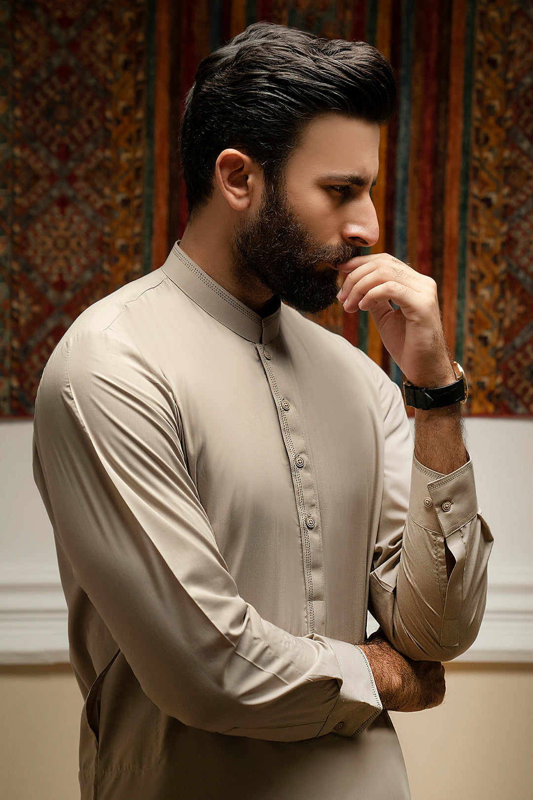 Oatmeal Blended Fabric Shalwar Kameez (2-Piece) - Image 7