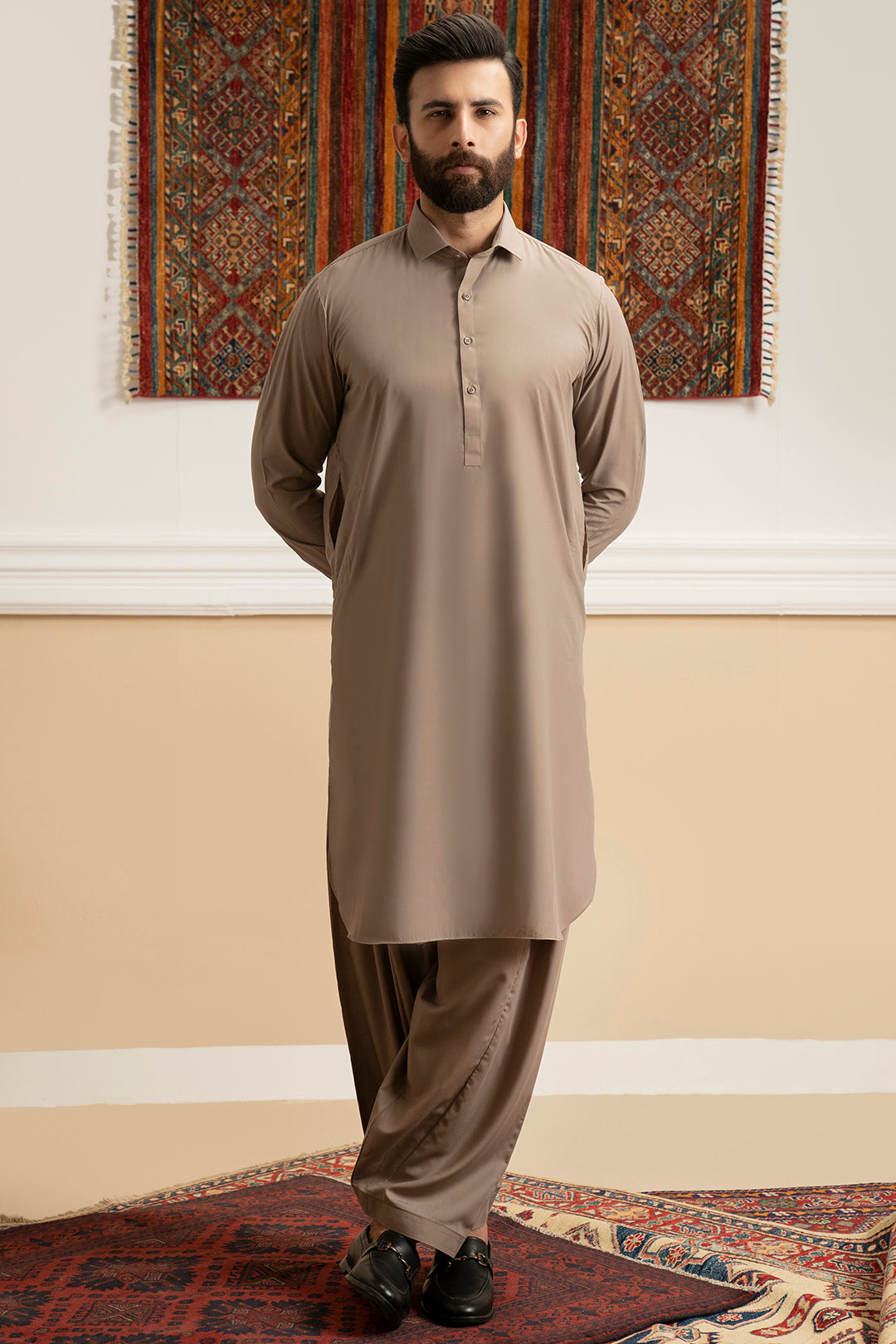 Oatmeal Blended Fabric Shalwar Kameez (2-Piece) - Image 10