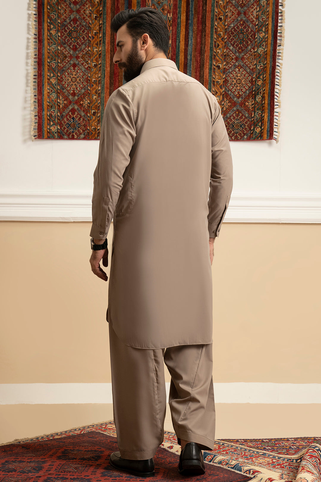 Oatmeal Blended Fabric Shalwar Kameez (2-Piece) - Image 11