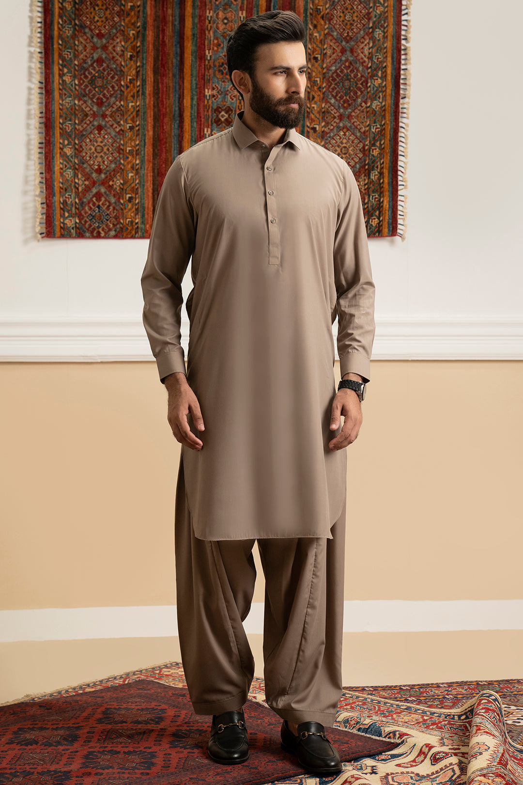 Oatmeal Blended Fabric Shalwar Kameez (2-Piece) - Image 4
