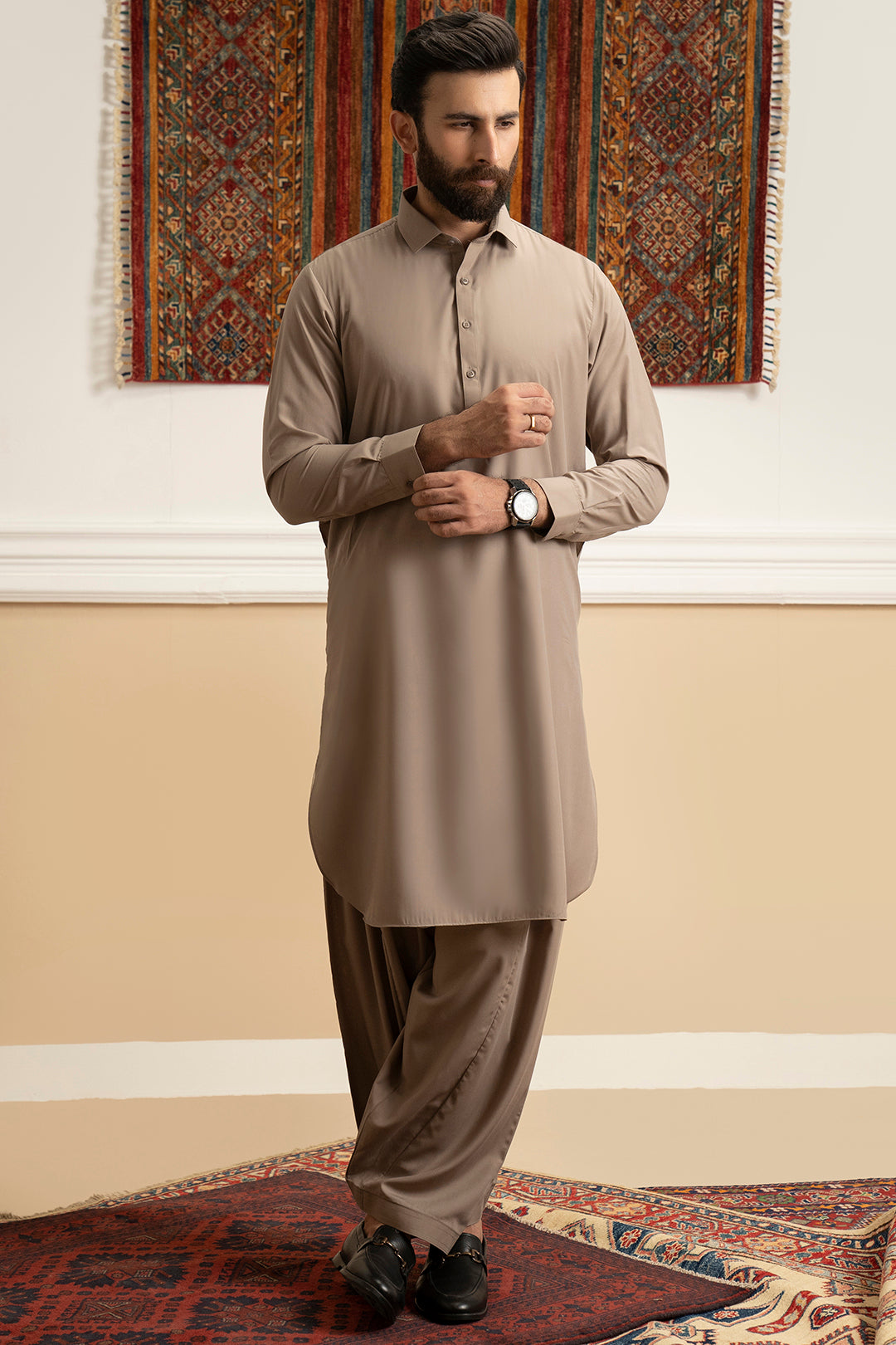 Oatmeal Blended Fabric Shalwar Kameez (2-Piece) - Image 6