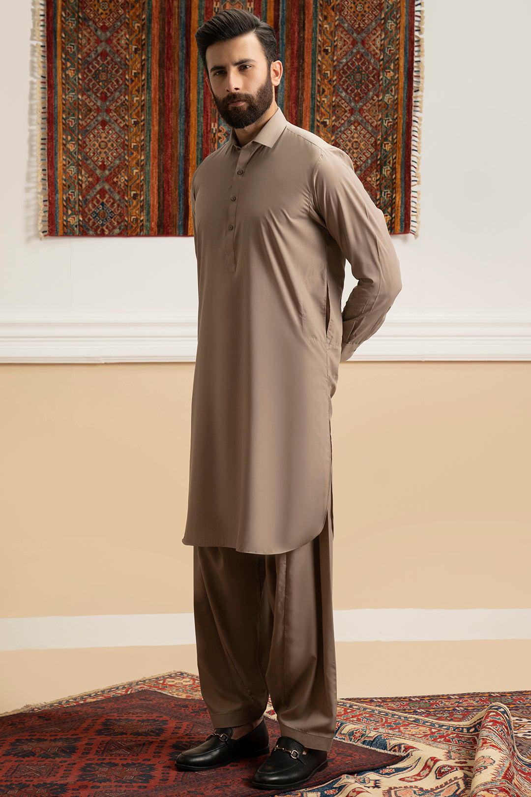 Oatmeal Blended Fabric Shalwar Kameez (2-Piece) - Image 8
