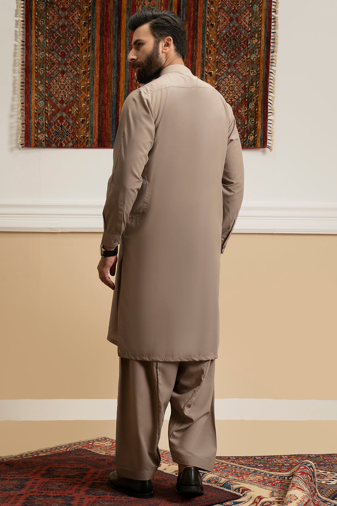 Oatmeal Blended Fabric Shalwar Kameez (2-Piece) - Image 10