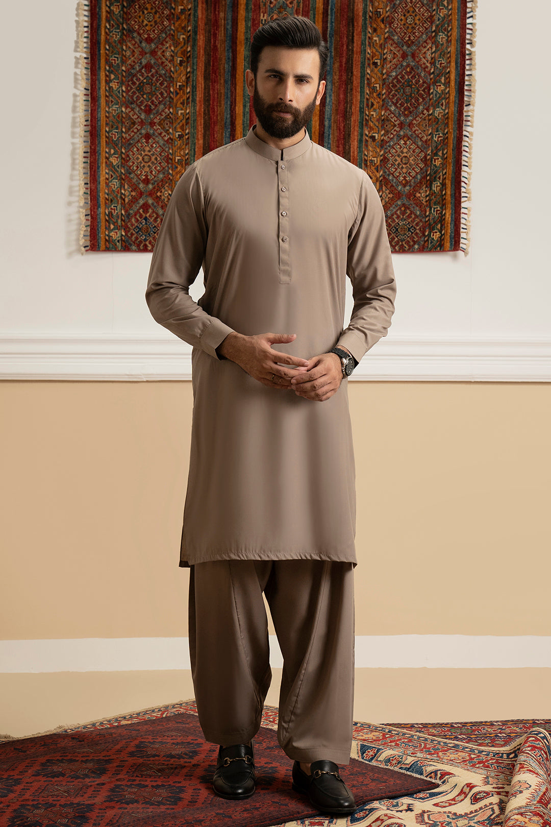 Oatmeal Blended Fabric Shalwar Kameez (2-Piece) - Image 2