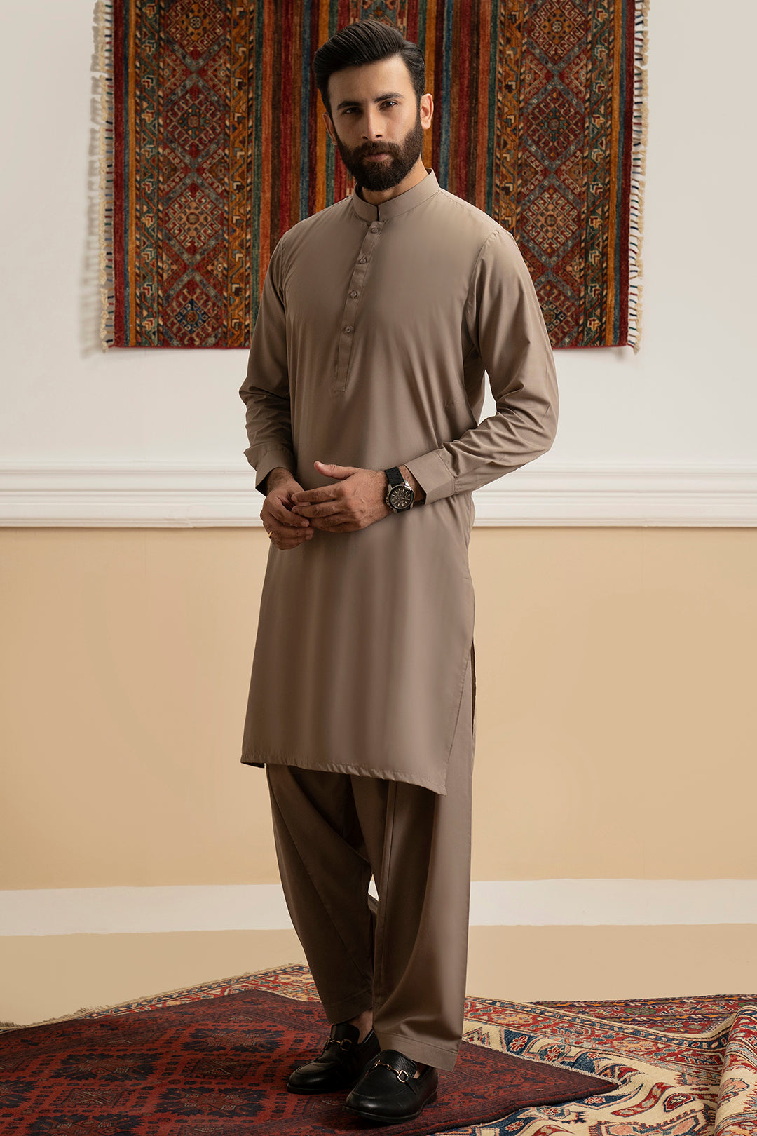 Oatmeal Blended Fabric Shalwar Kameez (2-Piece) - Image 3