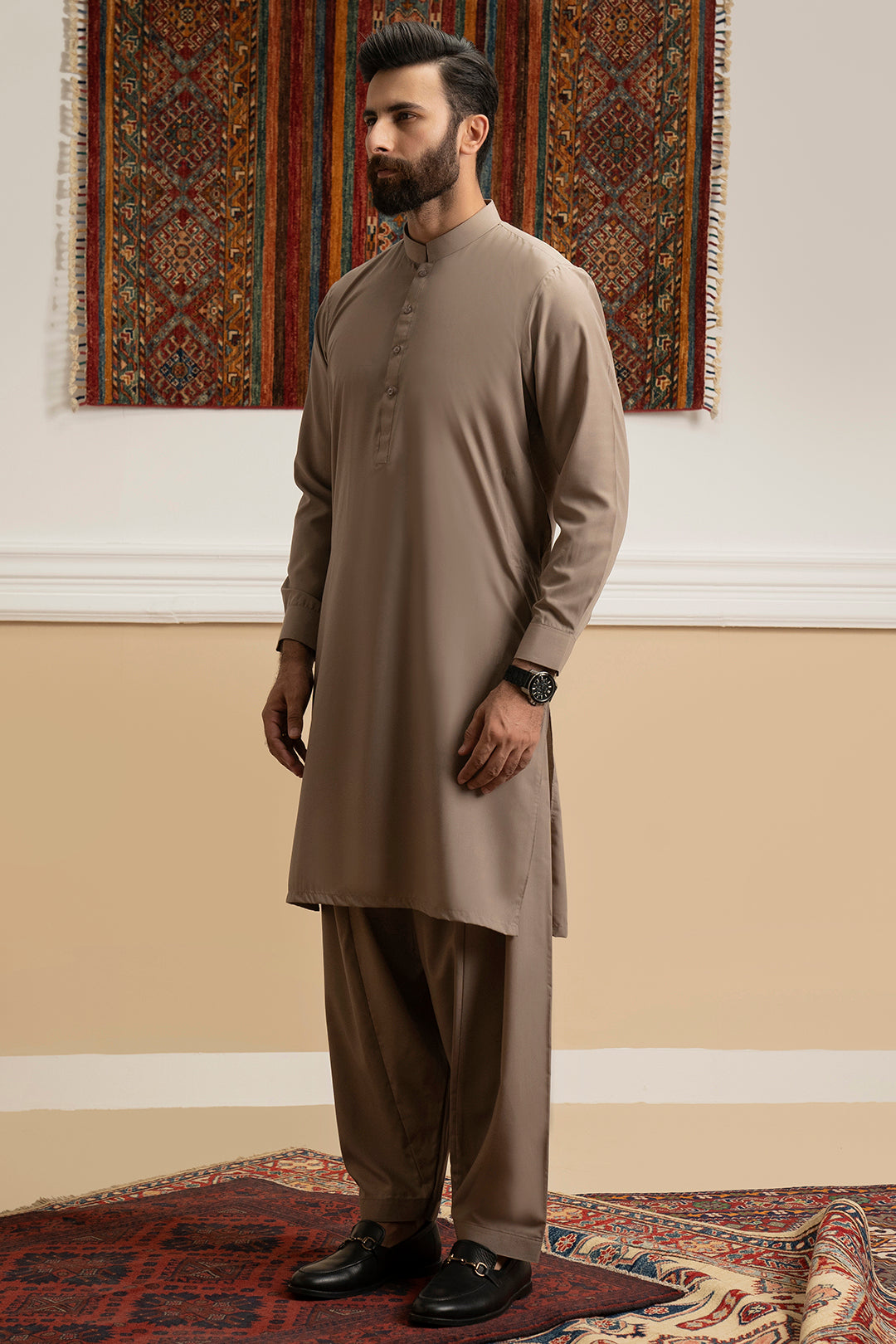 Oatmeal Blended Fabric Shalwar Kameez (2-Piece) - Image 5