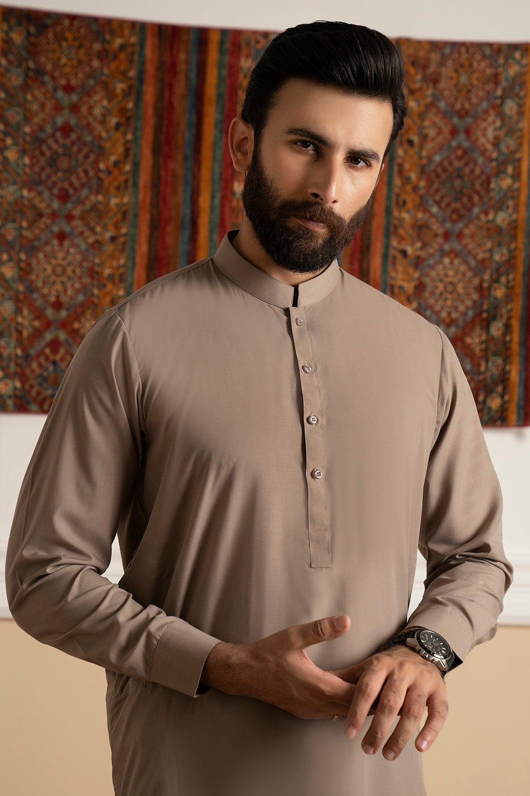 Oatmeal Blended Fabric Shalwar Kameez (2-Piece) - Image 6