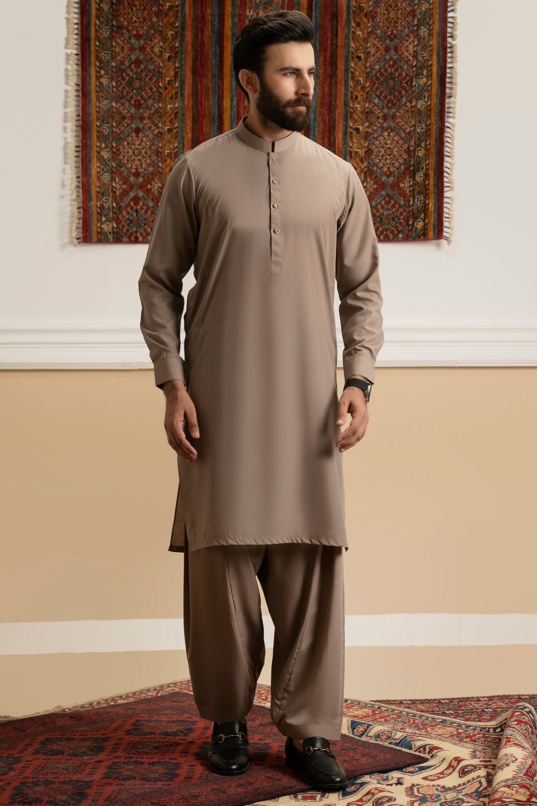 Oatmeal Blended Fabric Shalwar Kameez (2-Piece) - Image 8