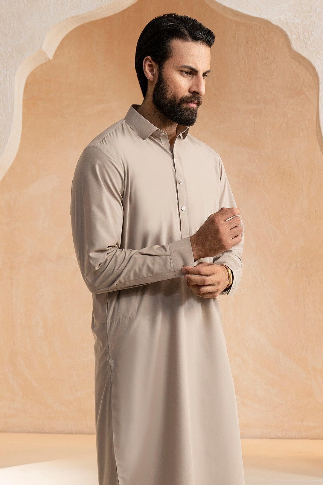 Oatmeal Blended Fabric Shalwar Kameez (2-Piece) - Image 11
