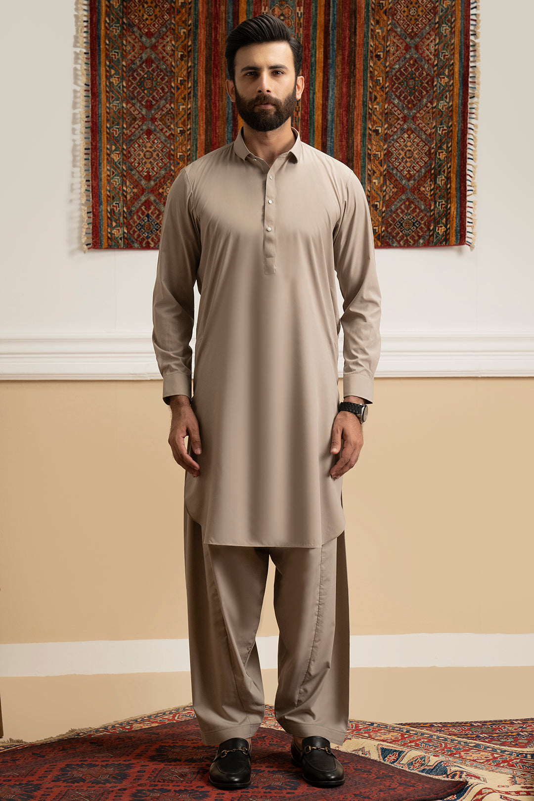 Oatmeal Blended Fabric Shalwar Kameez (2-Piece) - Image 2