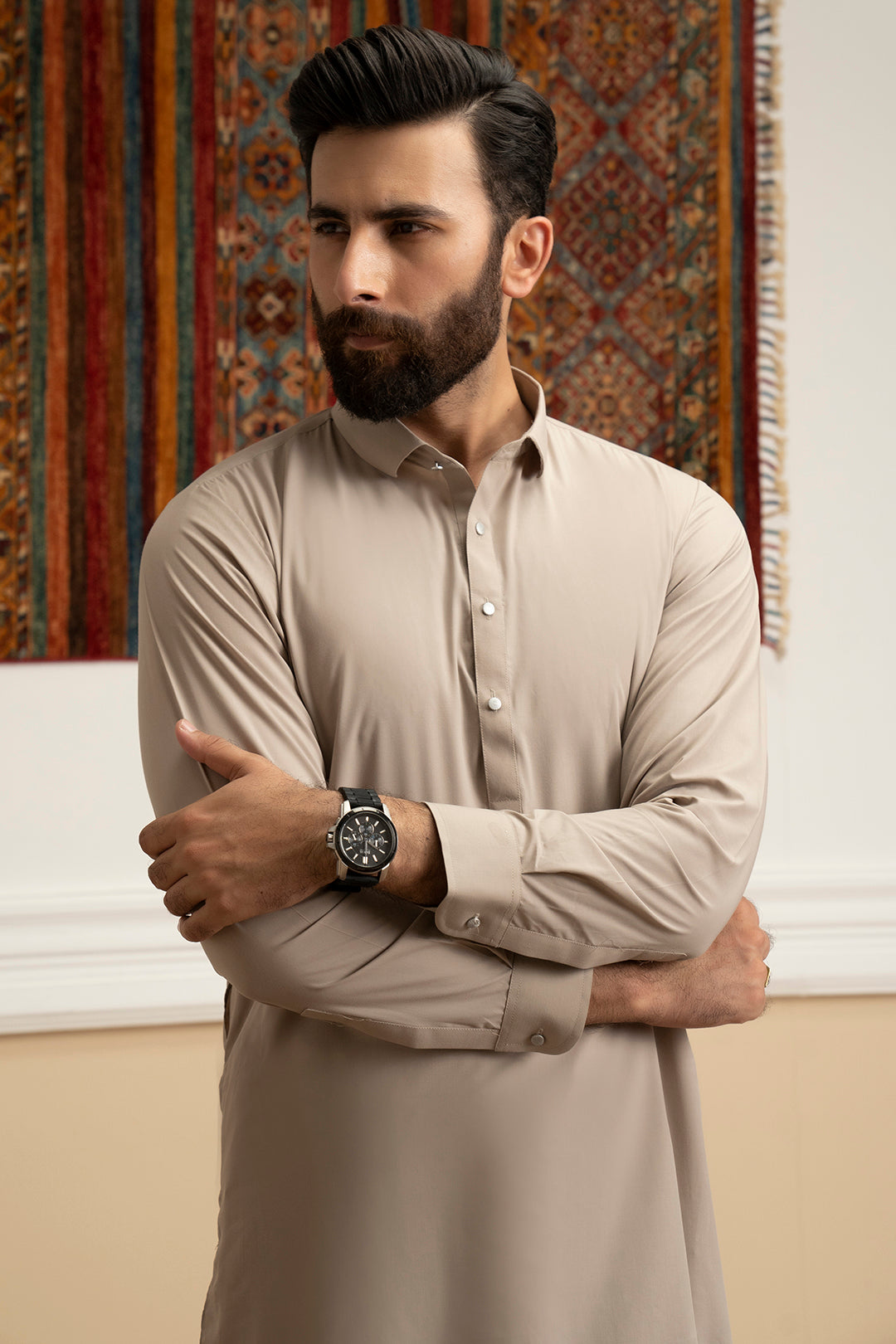 Oatmeal Blended Fabric Shalwar Kameez (2-Piece) - Image 4