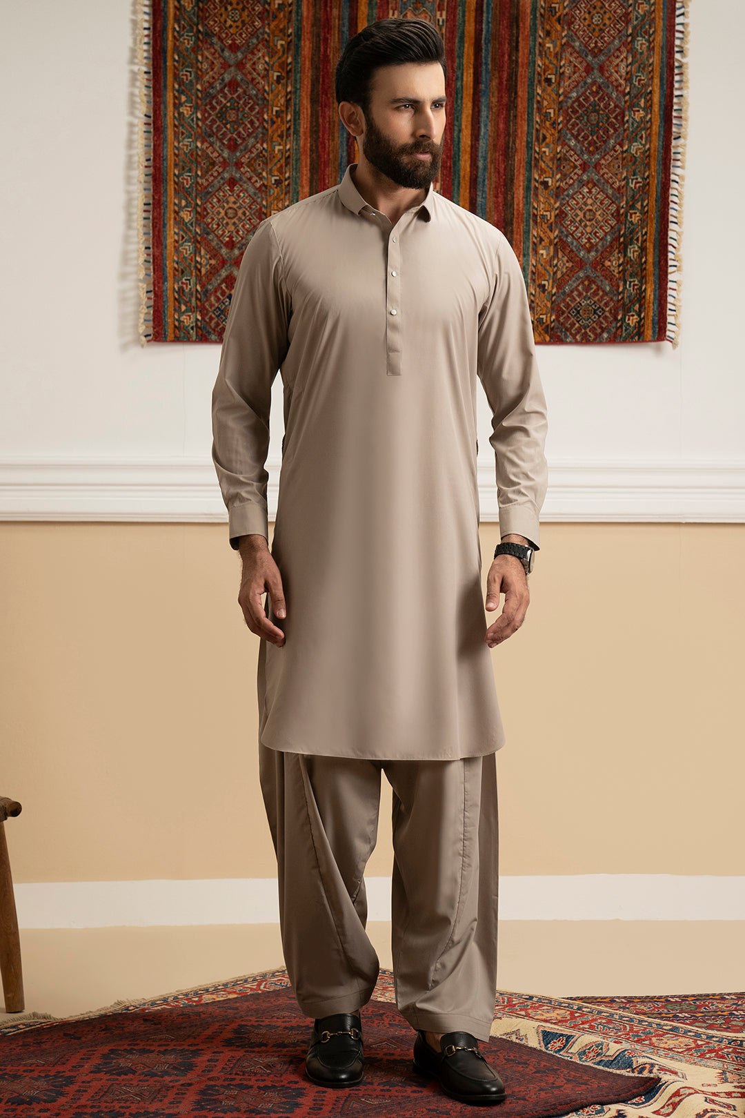 Oatmeal Blended Fabric Shalwar Kameez (2-Piece) - Image 5