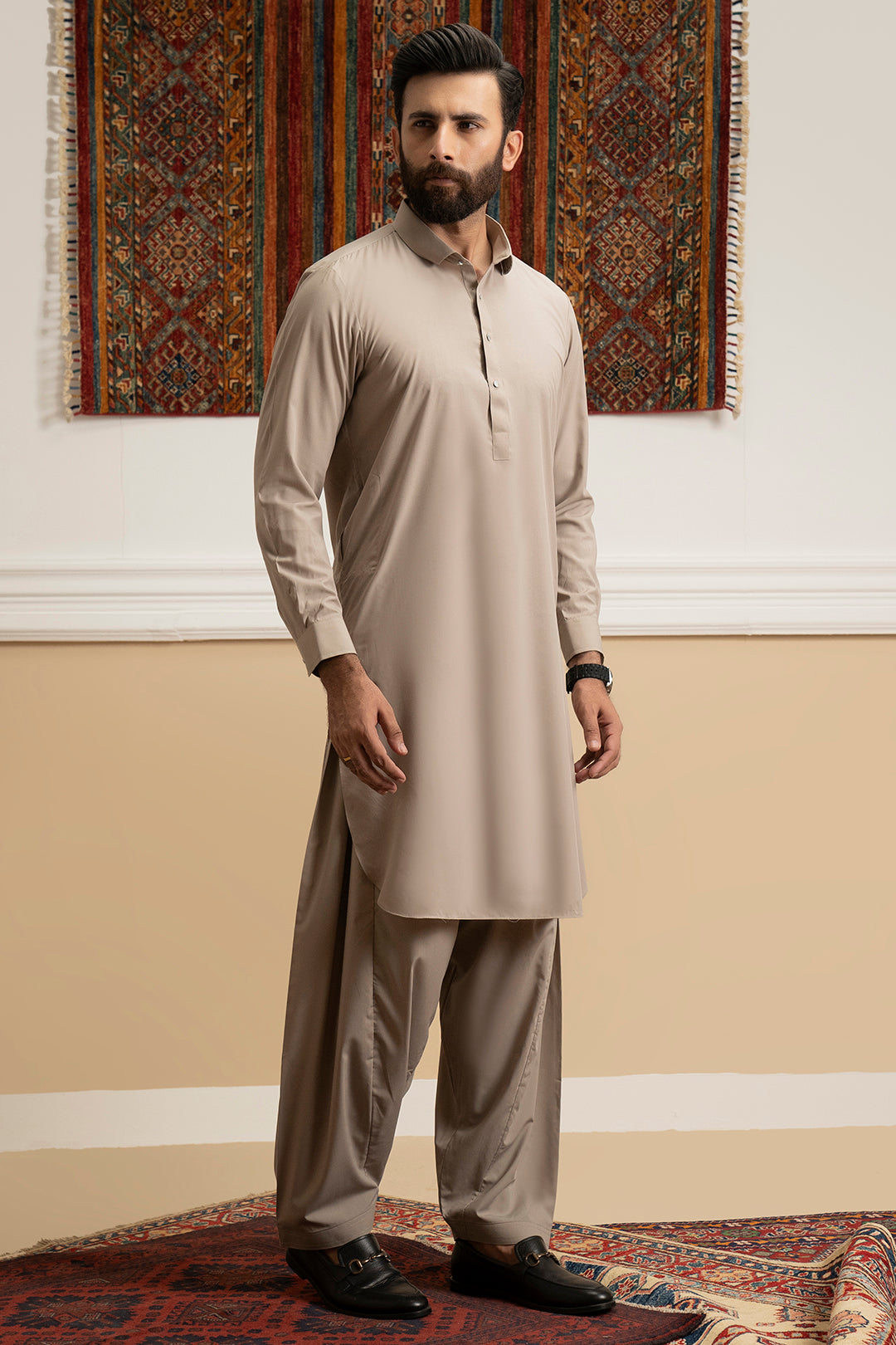 Oatmeal Blended Fabric Shalwar Kameez (2-Piece) - Image 7