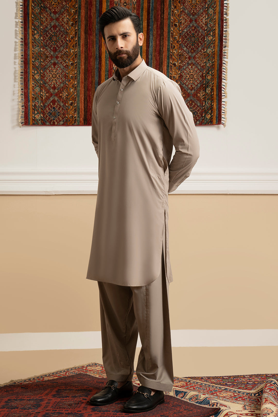 Oatmeal Blended Fabric Shalwar Kameez (2-Piece) - Image 9