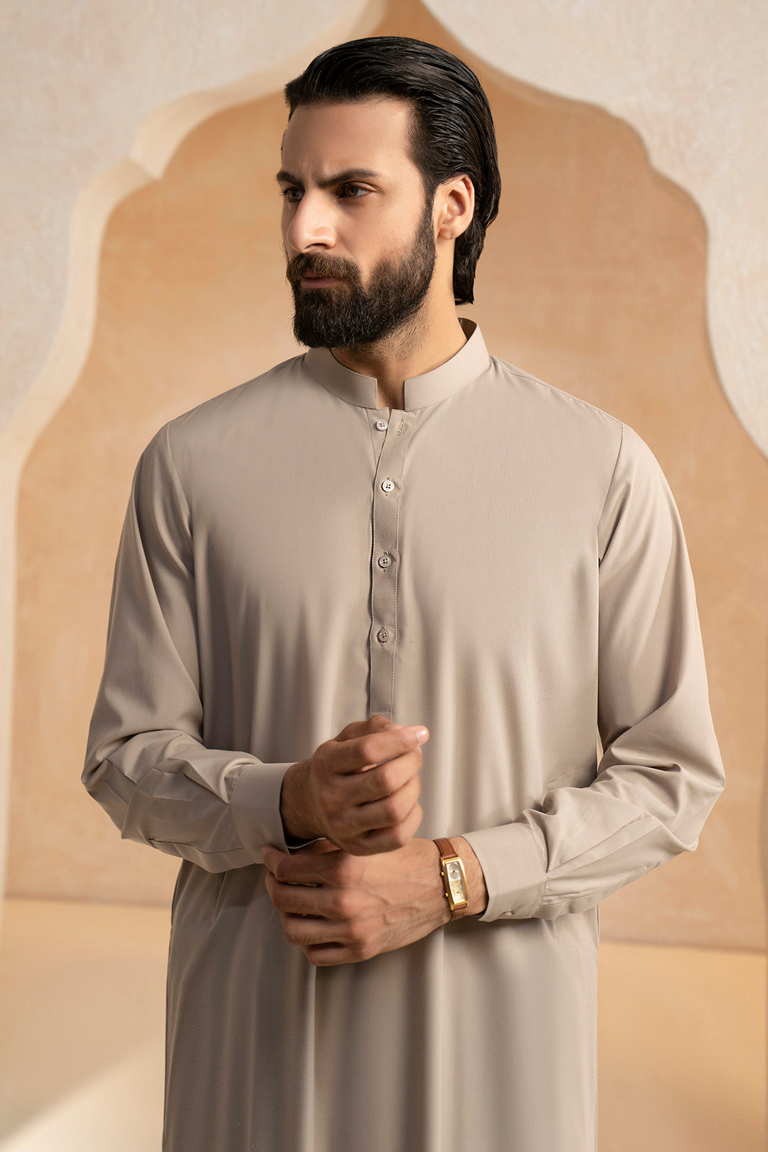 Oatmeal Blended Fabric Shalwar Kameez (2-Piece) - Image 1