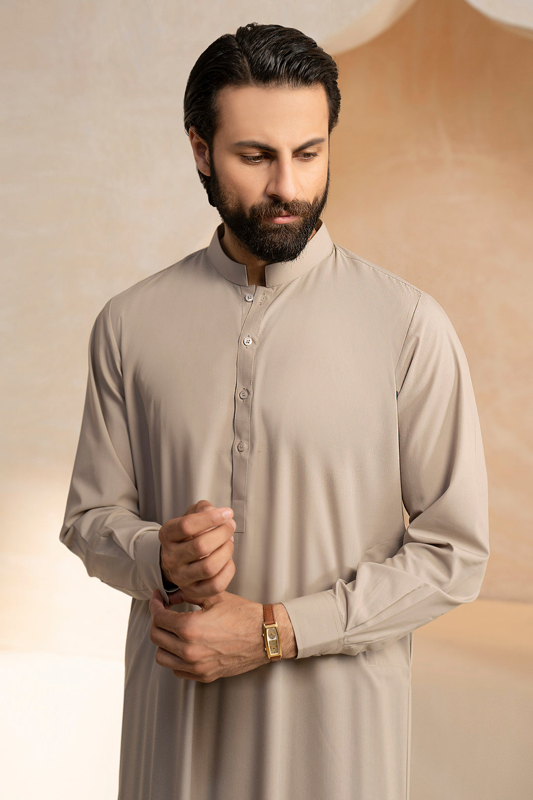 Oatmeal Blended Fabric Shalwar Kameez (2-Piece) - Image 4