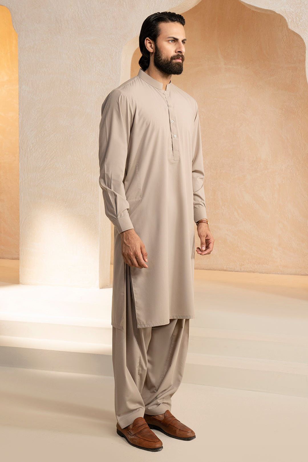 Oatmeal Blended Fabric Shalwar Kameez (2-Piece) - Image 5