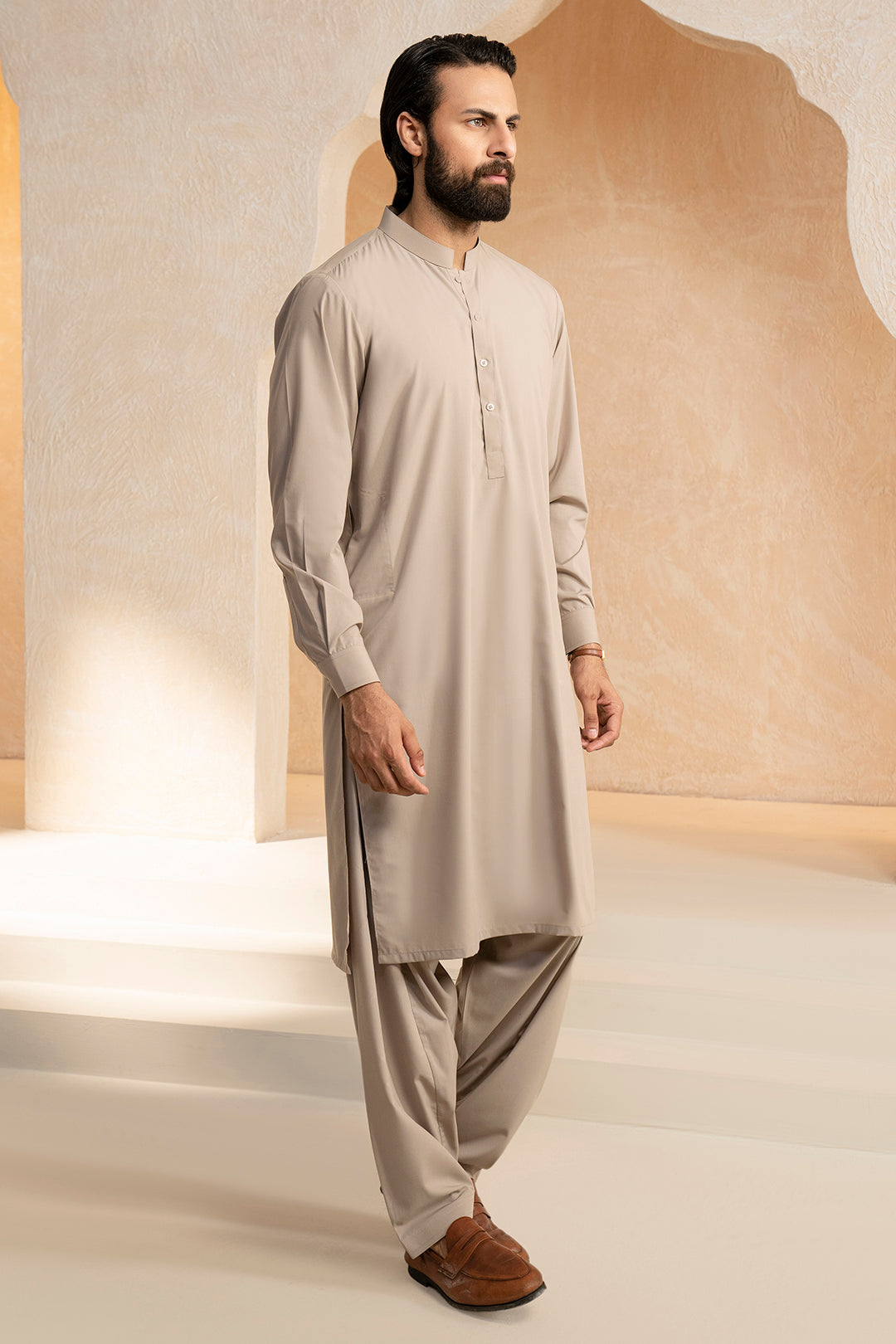Oatmeal Blended Fabric Shalwar Kameez (2-Piece) - Image 8